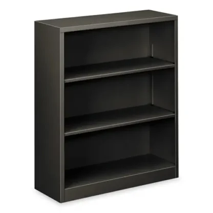 HON® Metal Bookcase, Three-Shelf, 34.5w x 12.63d x 41h, Charcoal