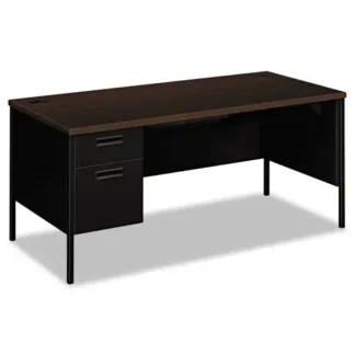 HON® Metro Classic Series Left Pedestal "L" Workstation Desk, Mocha/Black