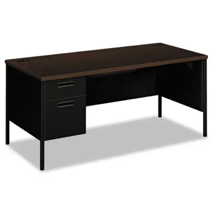 HON® Metro Classic Series Left Pedestal "L" Workstation Desk, Mocha/Black