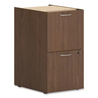 HON® Mod Support Pedestal, Left or Right, 2 Legal/Letter-Size File Drawers, Sepia Walnut