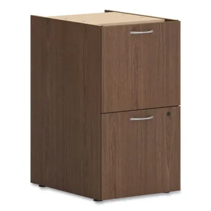 HON® Mod Support Pedestal, Left or Right, 2 Legal/Letter-Size File Drawers, Sepia Walnut