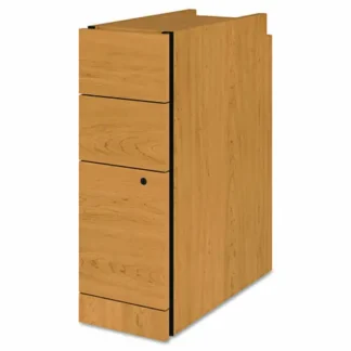 HON® Narrow Pedestal, 3-Drawers (Box/Box/File), Left or Right Install, Harvest Finish