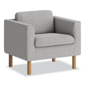HON® Parkwyn Series Club Chair, Gray Seat and Back, Oak Base, 33"W x 26.75"D x 29"H