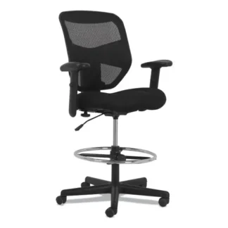 HON® Prominent High-Back Task Stool, Supports Up to 250 lb, 21" to 28.1" Seat Height, Black
