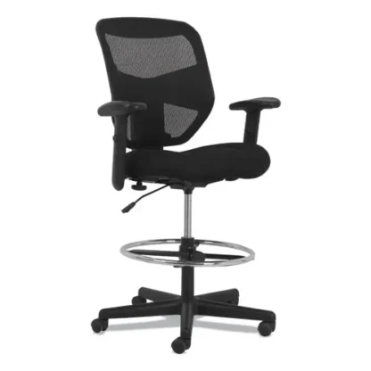 HON® Prominent High-Back Task Stool, Supports Up to 250 lb, 21" to 28.1" Seat Height, Black