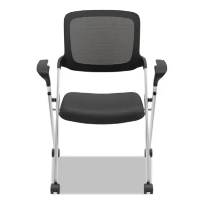 HON® VL314 Mesh Back Nesting Chair, Supports Up to 250 lb, 19" Seat Height, Black Seat, Black Back, Silver Base