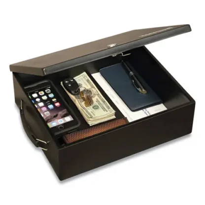 Honeywell Large Cash Management Box, Key Lock, Steel, Black, 11" x 14.3" x 4.3"