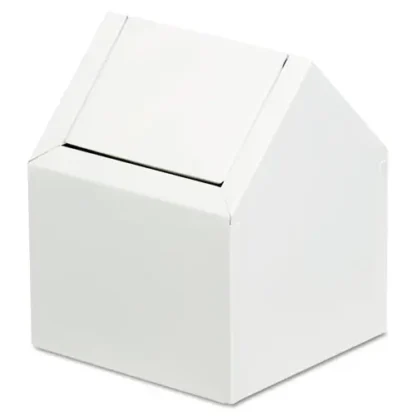 HOSPECO® Double Entry Swing Top Floor Receptacle, Metal, White