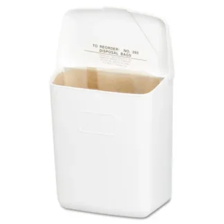 HOSPECO® Wall Mount Sanitary Napkin Receptacle, 1 gal, PPC Plastic, White