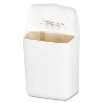 HOSPECO® Wall Mount Sanitary Napkin Receptacle, 1 gal, PPC Plastic, White