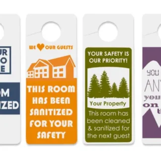 Hotel Door Hanger w 1 Color Custom Graphics – White Vinyl
