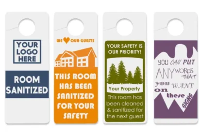 Hotel Door Hanger w 1 Color Custom Graphics – White Vinyl