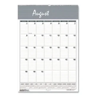 House of Doolittle™ Academic Year Bar Harbor Recycled Wirebound Monthly Wall Calendar, 2024-2025, 12 x 17, White/Blue, 12-Month (Aug-July)