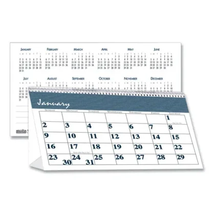 House of Doolittle™ Bar Harbor Recycled Desk Tent Monthly Calendar, 7 x 4.25, White/Blue Sheets, 12-Month (Jan to Dec), 2025
