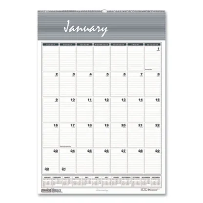 House of Doolittle™ Bar Harbor Recycled Wirebound Monthly Wall Calendar, 22 x 31.25, White/Blue/Gray Sheets, 12-Month (Jan-Dec): 2025