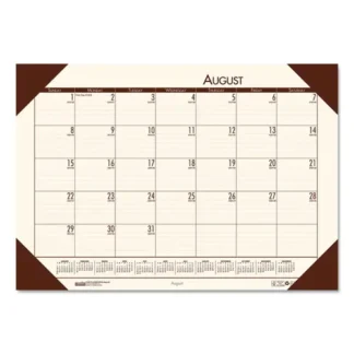 House of Doolittle™ EcoTones Recycled Academic Desk Pad Calendar, 18.5 x 13, Cream Sheets, Brown Corners, 12-Month (Aug to July): 2024 to 2025