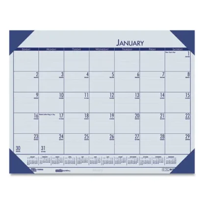 House of Doolittle™ EcoTones Recycled Monthly Desk Pad Calendar, 18.5 x 13, Ocean Blue, Black Binding, 12-Month (Jan-Dec) 2025