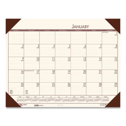 House of Doolittle™ EcoTones Recycled Monthly Desk Pad Calendar, 22 x 17, Moonlight Cream Sheets, Brown Corners, 12-Month (Jan to Dec): 2025