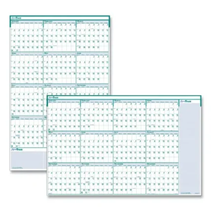 House of Doolittle™ Express Track Recycled Reversible/Erasable Yearly Wall Calendar, 2025, 24" x 37", White/Teal, 12-Month (Jan-Dec)