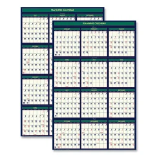 House of Doolittle™ Four Seasons Business/Academic Recycled Wall Calendar, 24 x 37, 12-Month (July-June): 2024-2025, 12-Month (Jan to Dec): 2025