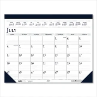 House of Doolittle™ Recycled Academic Desk Pad Calendar, 14-Month, 22 x 17, White/Blue, 2024-2025