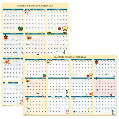 House of Doolittle™ Recycled Academic Seasonal Laminated Wall Calendar, 12-Month, 24 x 37, 2024-2025