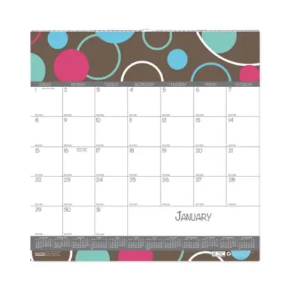 House of Doolittle™ Recycled Bubbleluxe Wall Calendar, 12 x 12, White/Multicolor, 12-Month (Jan to Dec), 2025