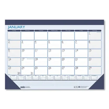 House of Doolittle™ Recycled Contempo Desk Pad Calendar, 18.5 x 13, White/Blue Sheets, Blue Binding, Blue Corners, 12-Month (Jan to Dec): 2025