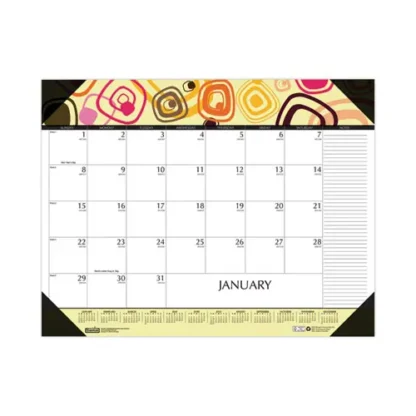 House of Doolittle™ Recycled Desk Pad Calendar, Geometric Artwork, 22 x 17, White Sheets, Black Binding/Corners, 12-Month (Jan to Dec): 2025