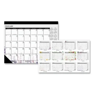 House of Doolittle™ Recycled Desk Pad Calendar, Wild Flowers Artwork, 22 x 17, 12-Month, 2025