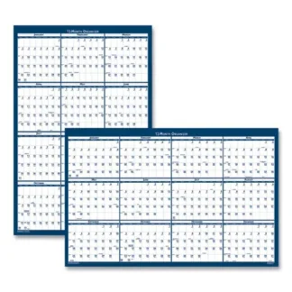 House of Doolittle™ Recycled Poster Style Reversible/Erasable Yearly Wall Calendar, 2025, 18 x 24, White/Blue/Gray