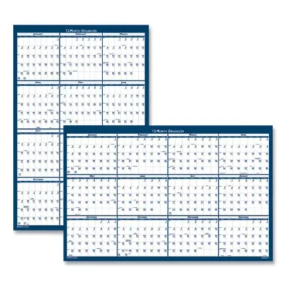 House of Doolittle™ Recycled Poster Style Reversible/Erasable Yearly Wall Calendar, 2025, 18 x 24, White/Blue/Gray