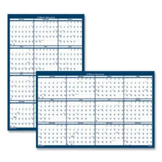 House of Doolittle™ Recycled Poster Style Reversible/Erasable Yearly Wall Calendar, 2025, 24 x 37, White/Blue/Gray, 12-Month (Jan to Dec)