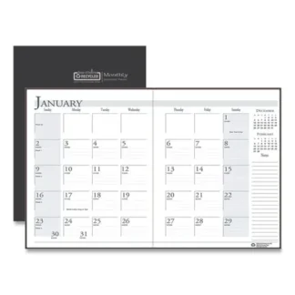 House of Doolittle™ Recycled Ruled 14-Month Planner with Leatherette Cover, Black, 11 x 8.5, December 2024 - January 2026