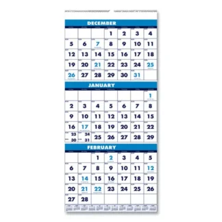 House of Doolittle™ Recycled Three-Month Format Wall Calendar, Vertical Orientation, 8 x 17, White Sheets, 14-Month: Dec 2024 to Jan 2026