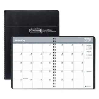 House of Doolittle™ Recycled Two Year Monthly Planner with Expense Logs, 8.75 x 6.88, Black Cover, 24-Month: Jan 2025 to Dec 2026