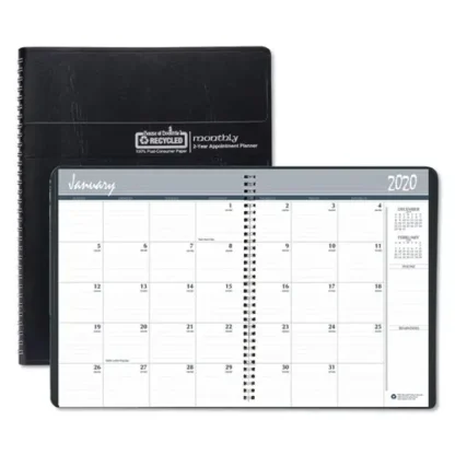 House of Doolittle™ Recycled Two Year Monthly Planner with Expense Logs, 8.75 x 6.88, Black Cover, 24-Month: Jan 2025 to Dec 2026