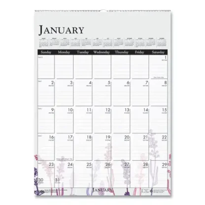 House of Doolittle™ Recycled Wild Flower Wall Calendar, 12" x 16.5", White/Multicolor, 12-Month (Jan-Dec) 2025