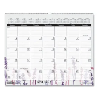House of Doolittle™ Recycled Wild Flower Wall Calendar, 15 x 12, White/Multicolor, 12-Month (Jan to Dec), 2025