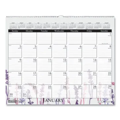 House of Doolittle™ Recycled Wild Flower Wall Calendar, 15 x 12, White/Multicolor, 12-Month (Jan to Dec), 2025