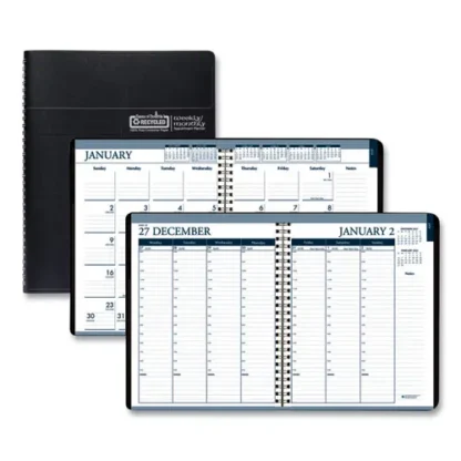 House of Doolittle™ Recycled Wirebound Weekly/Monthly Planner, 11 x 8.5, Black Cover, 12-Month (Jan to Dec): 2025
