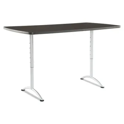Iceberg ARC Adjustable-Height Table, Rectangular, Gray Walnut Top, Silver Base, Adjustable Height 30" to 42", 36" x 72"