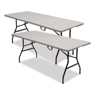 Iceberg Bifold Resin Folding Table, White Granite Top, Gray Base, Bifold, 2/Pack