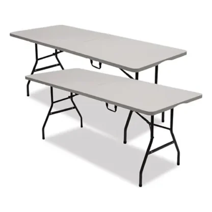 Iceberg Bifold Resin Folding Table, White Granite Top, Gray Base, Bifold, 2/Pack