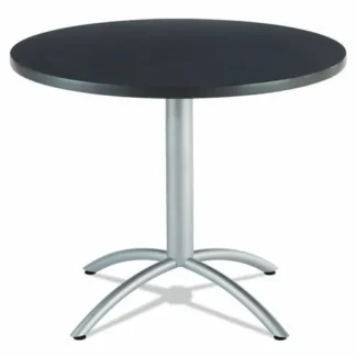 Iceberg CafeWorks Table, Cafe-Height, Round, Graphite Granite Top, Silver Base, 36" Diameter x 30" Height
