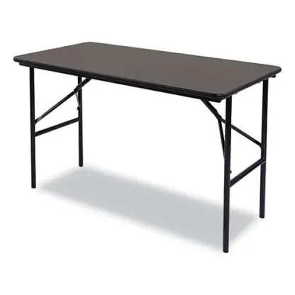 Iceberg OfficeWorks Classic Wood-Laminate Folding Table, Straight Legs, Rectangular, Walnut, 48"W x 24"D x 29"H
