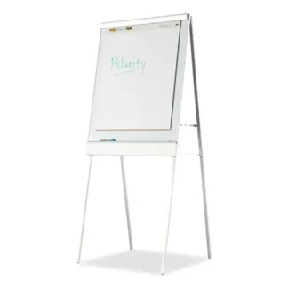 Iceberg Polarity Height Adjustable Dry Erase Flipchart Easel, White Surface, Silver Metal Frame