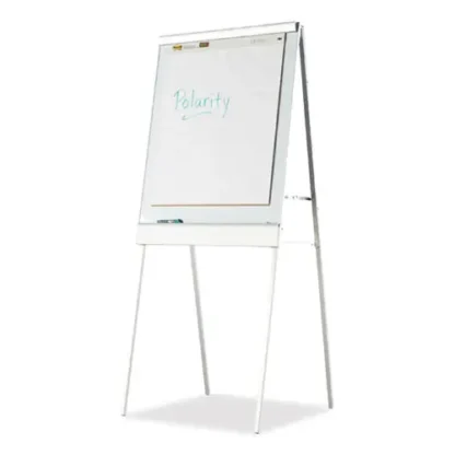 Iceberg Polarity Height Adjustable Dry Erase Flipchart Easel, White Surface, Silver Metal Frame