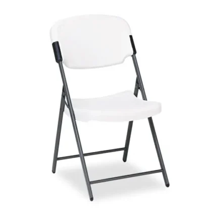Iceberg Rough n Ready Commercial Folding Chair, Supports Up to 350 lb, 15.25" Seat Height, Platinum Seat and Back, Black Steel Base
