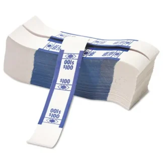 Iconex™ Color-Coded Kraft Currency Straps, Self-Adhesive, Dollar Bill, $100, 1000/Pack